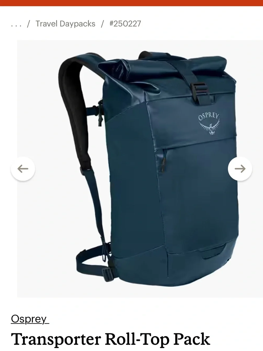 OSPREY Transporter Roll-Top Teal Backpack